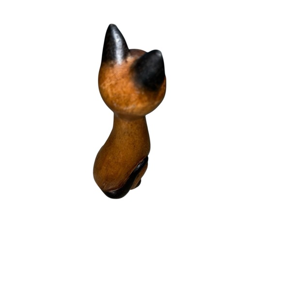 Vintage Mid‑Century Carved Wooden Long‑Neck Cat Figurine 5″ Tall retro - Picture 4 of 5